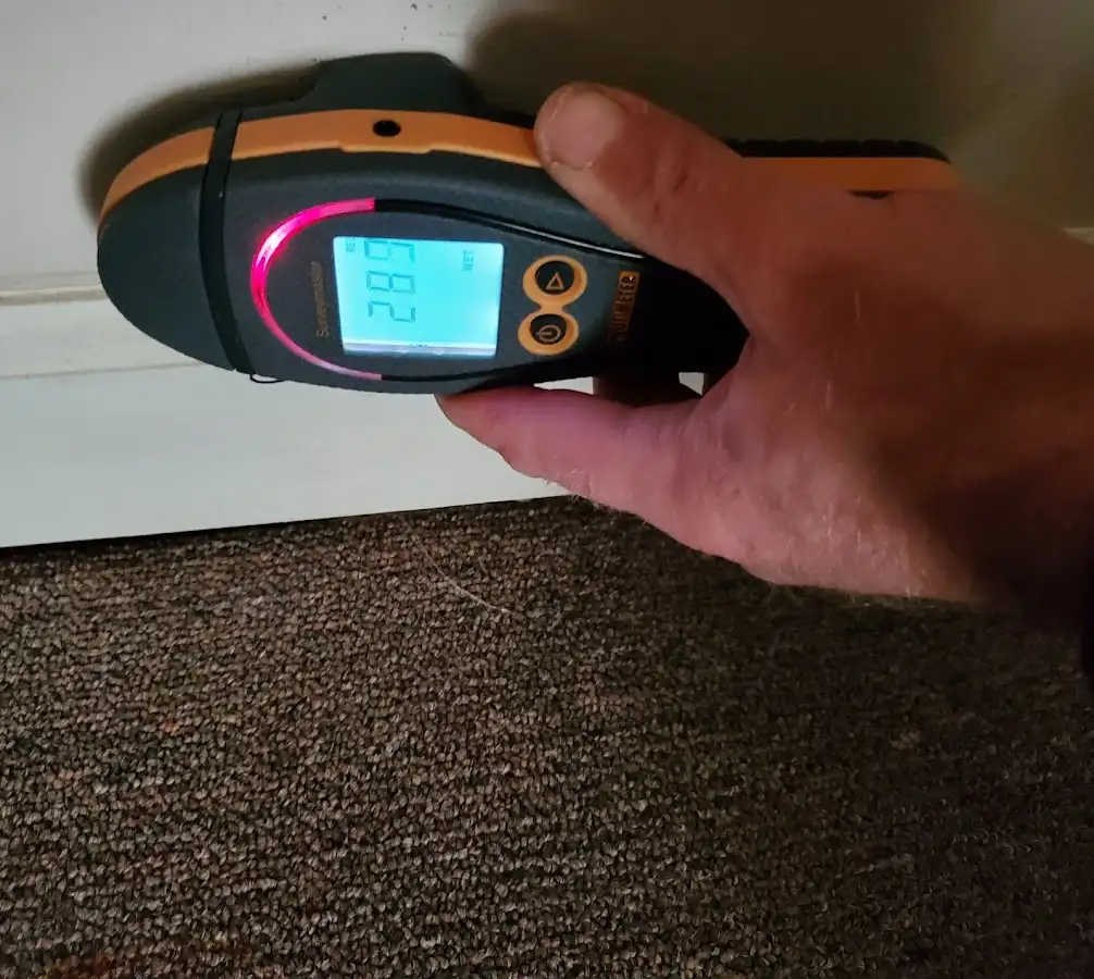 Moisture detection at baseboard during Burst Pipe Cleanup in Elko New Market