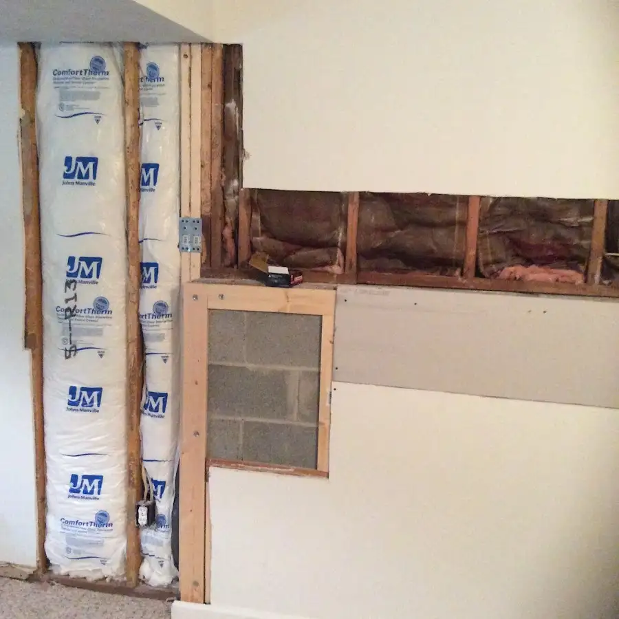 Wall insulation replacement during Basement Flood Cleanup in Elko New Market